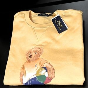 NEW Polo Ralph Lauren Tropical Vacation Beach Bear Yellow Crewneck Sweatshirt